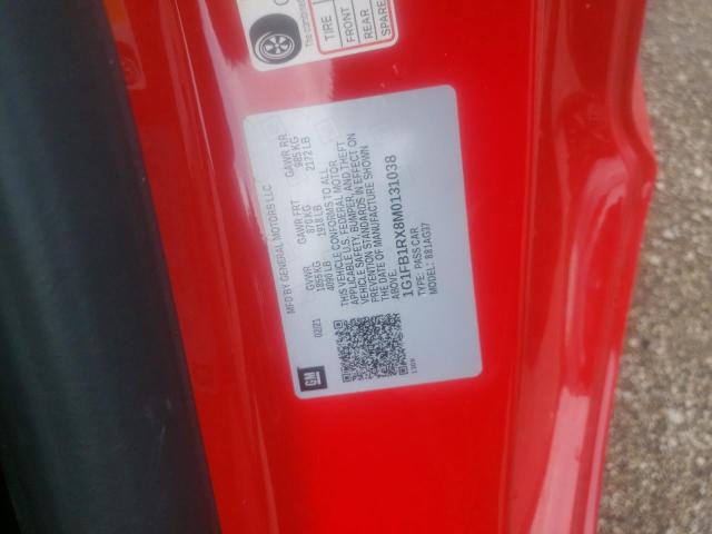 Photo 10 from auction – 2021 CHEVROLET CAMARO LS with VIN 1G1FB1RX8M0131038