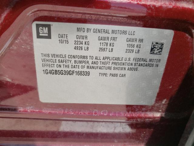 Photo 10 from auction – 2016 BUICK LACROSSE with VIN 1G4GB5G39GF168339