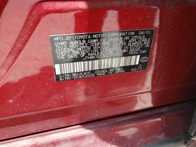 Photo 10 from auction – 2010 LEXUS ES 350 with VIN JTHBK1EG3A2393463