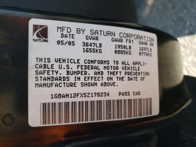 Photo 10 from auction – 2005 SATURN ION LEVEL with VIN 1G8AN12FX5Z178234