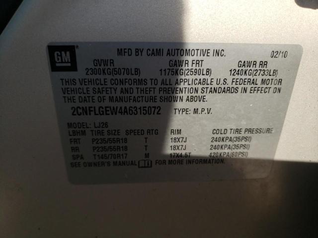 Photo 10 from auction – 2010 CHEVROLET EQUINOX LT with VIN 2CNFLGEW4A6315072