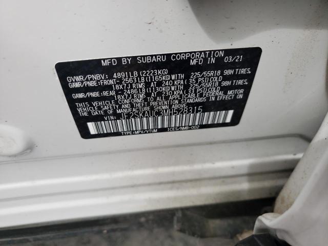 Photo 10 from auction – 2021 SUBARU FORESTER L with VIN JF2SKAUC3MH528315