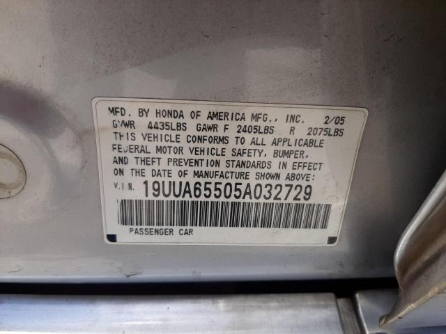 Photo 10 from auction – 2005 ACURA TL with VIN 19UUA65505A032729