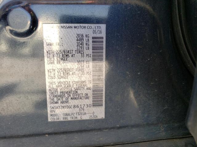 Photo 10 from auction – 2016 NISSAN ROGUE S with VIN 5N1AT2MT0GC861730