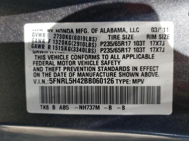 Photo 10 from auction – 2011 HONDA ODYSSEY EX with VIN 5FNRL5H42BB060126