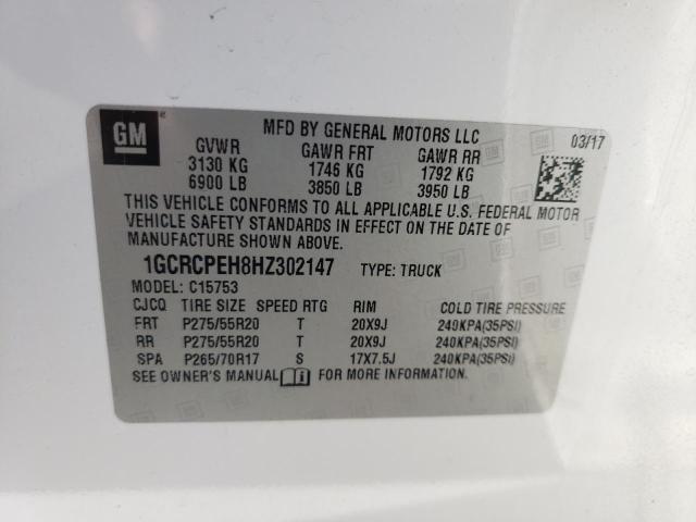 Photo 10 from auction – 2017 CHEVROLET SILVERADO with VIN 1GCRCPEH8HZ302147