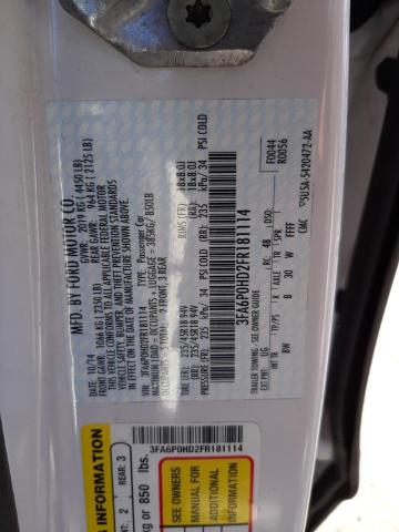 Photo 10 from auction – 2015 FORD FUSION SE with VIN 3FA6P0HD2FR181114
