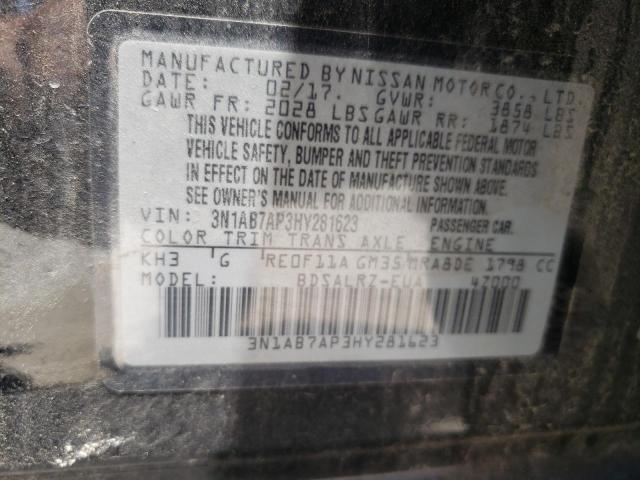 Photo 10 from auction – 2017 NISSAN SENTRA S with VIN 3N1AB7AP3HY281623
