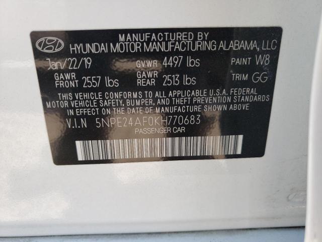 Photo 10 from auction – 2019 HYUNDAI SONATA SE with VIN 5NPE24AF0KH770683