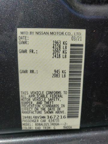 Photo 10 from auction – 2021 NISSAN ALTIMA S with VIN 1N4BL4BV5MN367216