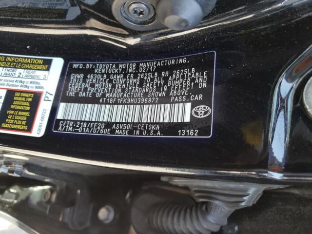Photo 10 from auction – 2017 TOYOTA CAMRY LE with VIN 4T1BF1FK9HU396872