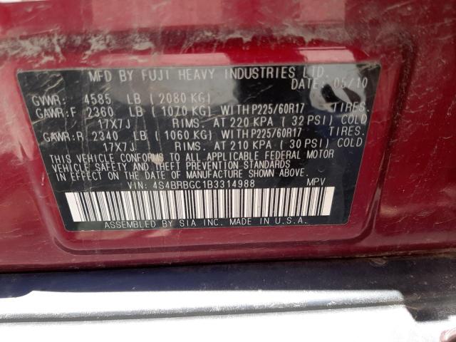 Photo 10 from auction – 2011 SUBARU OUTBACK 2. with VIN 4S4BRBGC1B3314988