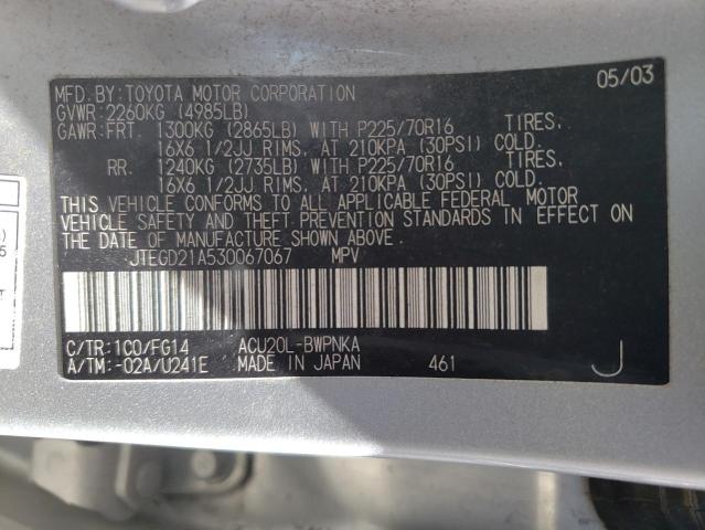 Photo 10 from auction – 2003 TOYOTA HIGHLANDER with VIN JTEGD21A530067067