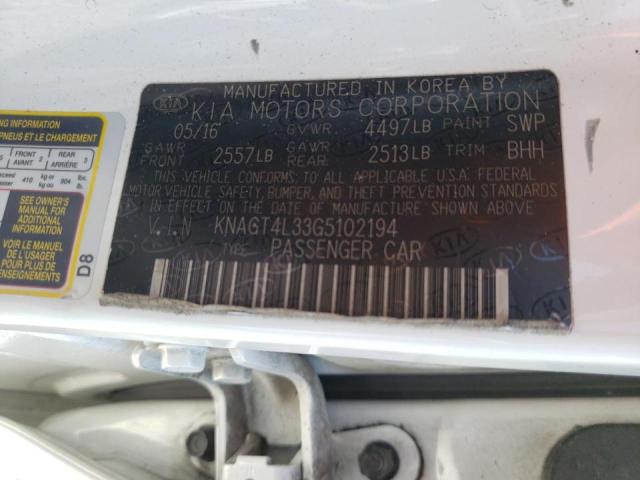 Photo 10 from auction – 2016 KIA OPTIMA LX with VIN KNAGT4L33G5102194