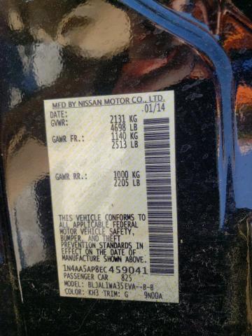 Photo 10 from auction – 2014 NISSAN MAXIMA S with VIN 1N4AA5AP8EC459041