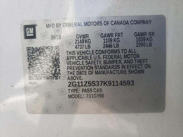 Photo 10 from auction – 2019 CHEVROLET IMPALA LT with VIN 2G11Z5S37K9114593