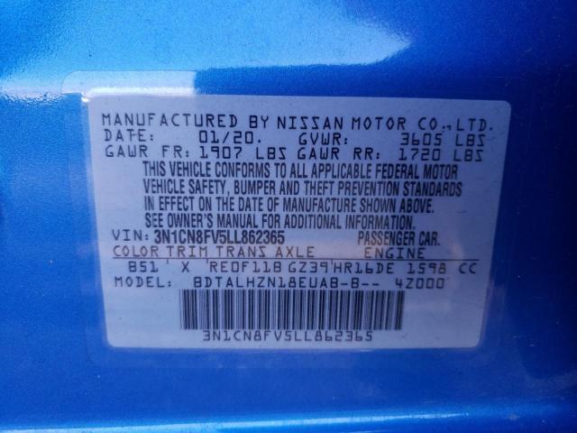 Photo 10 from auction – 2020 NISSAN VERSA SR with VIN 3N1CN8FV5LL862365