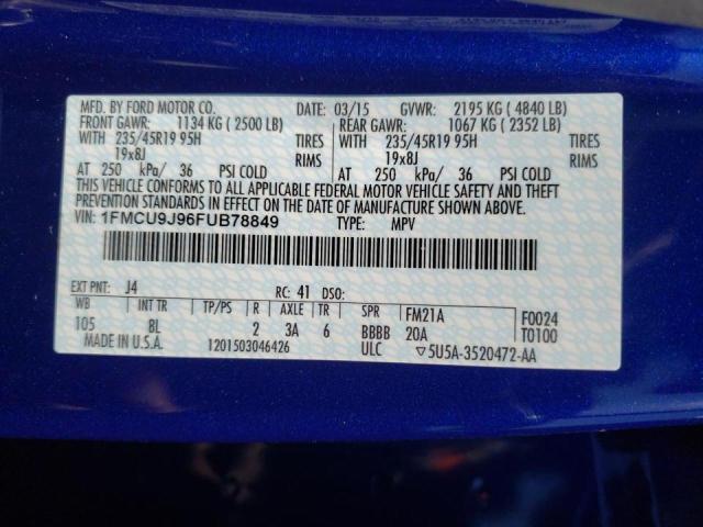 Photo 10 from auction – 2015 FORD ESCAPE TIT with VIN 1FMCU9J96FUB78849