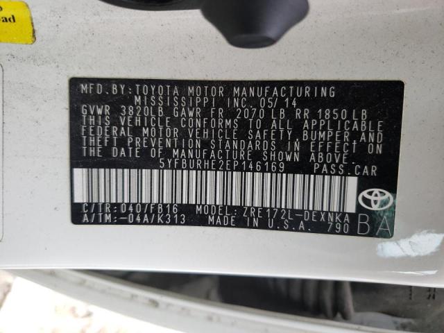 Photo 10 from auction – 2014 TOYOTA COROLLA L with VIN 5YFBURHE2EP146169