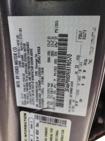Photo 10 from auction – 2014 FORD FUSION SE with VIN 3FA6P0HD9ER190570