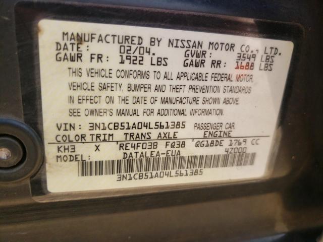 Photo 10 from auction – 2005 NISSAN SENTRA with VIN 3N1CB51A04L561385