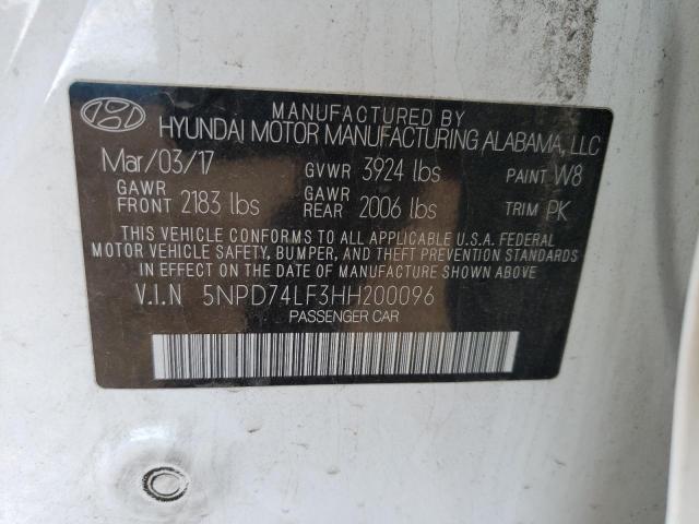 Photo 10 from auction – 2017 HYUNDAI ELANTRA SE with VIN 5NPD74LF3HH200096