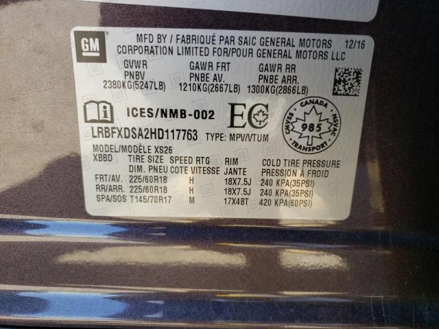 Photo 10 from auction – 2017 BUICK ENVISION E with VIN LRBFXDSA2HD117763