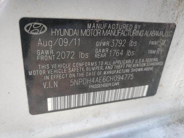 Photo 10 from auction – 2012 HYUNDAI ELANTRA GL with VIN 5NPDH4AE6CH094775