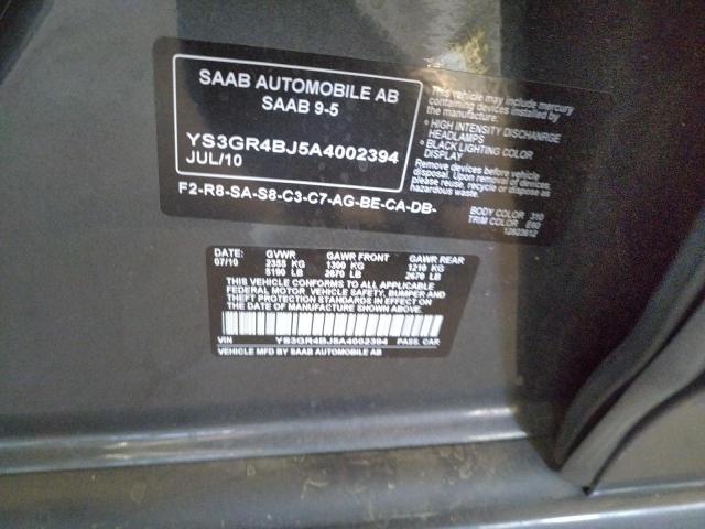 Photo 10 from auction – 2010 SAAB 9-5 AERO with VIN YS3GR4BJ5A4002394