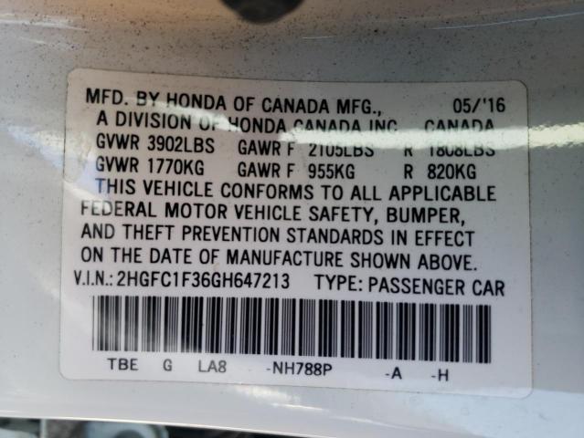 Photo 10 from auction – 2016 HONDA CIVIC EX with VIN 2HGFC1F36GH647213