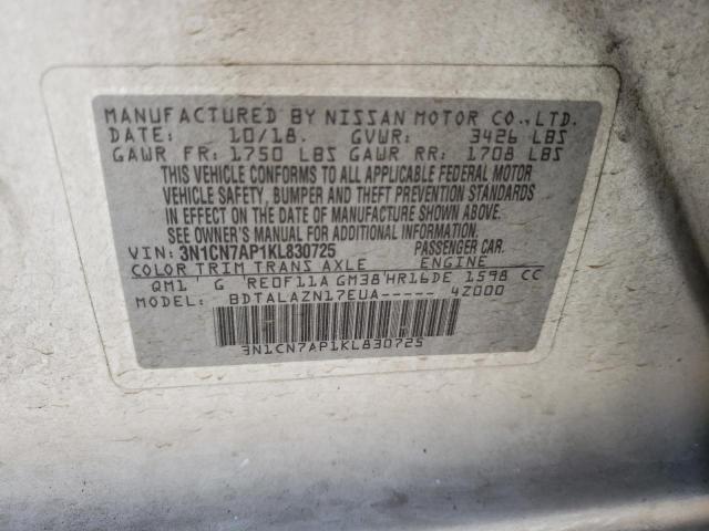 Photo 10 from auction – 2019 NISSAN VERSA S with VIN 3N1CN7AP1KL830725