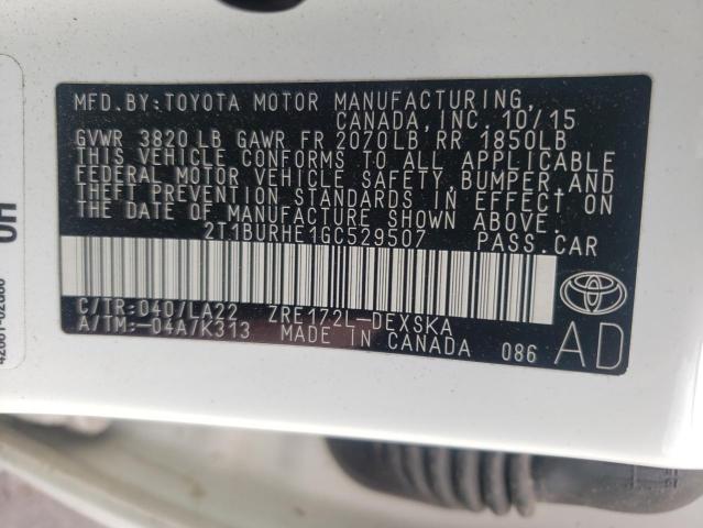 Photo 10 from auction – 2016 TOYOTA COROLLA L with VIN 2T1BURHE1GC529507
