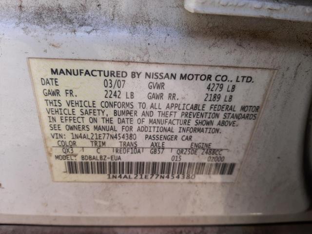 Photo 10 from auction – 2007 NISSAN ALTIMA 2.5 with VIN 1N4AL21E77N454380