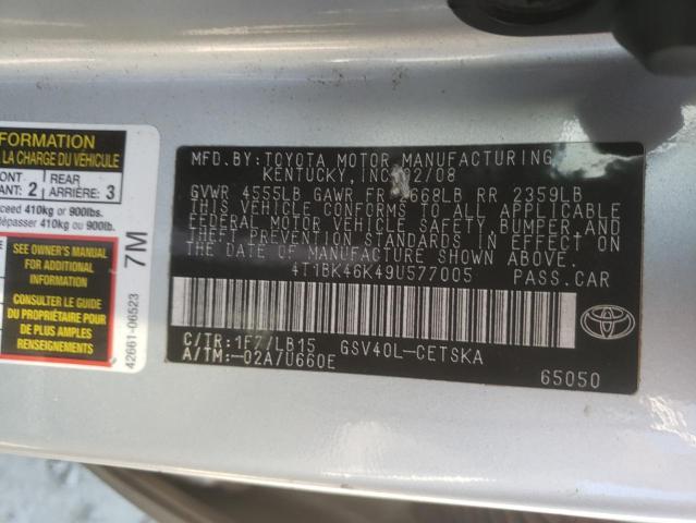 Photo 10 from auction – 2009 TOYOTA CAMRY SE with VIN 4T1BK46K49U577005