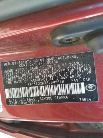 Photo 10 from auction – 2005 TOYOTA CAMRY AUTO with VIN 4T1BE32KX5U089839