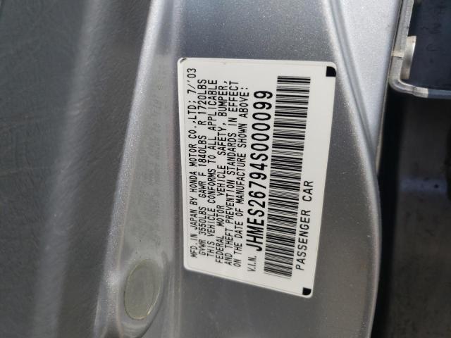Photo 10 from auction – 2004 HONDA CIVIC EX with VIN JHMES26794S000099