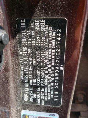 Photo 10 from auction – 2012 KIA SORENTO SX with VIN 5XYKWDA22CG237442
