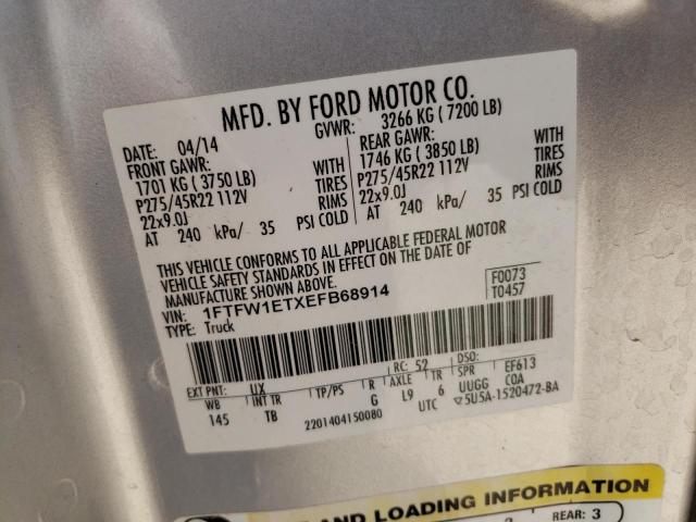 Photo 10 from auction – 2014 FORD F150 SUPER with VIN 1FTFW1ETXEFB68914