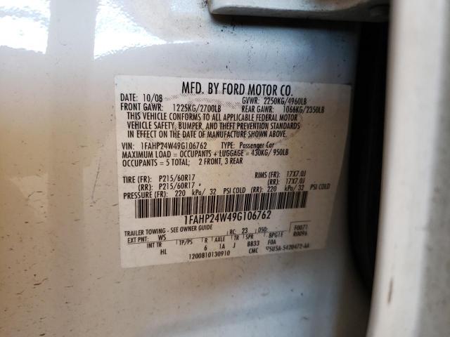 Photo 10 from auction – 2009 FORD TAURUS SEL with VIN 1FAHP24W49G106762