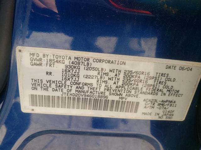 Photo 10 from auction – 2004 TOYOTA RAV4 with VIN JTEHD20V946018896