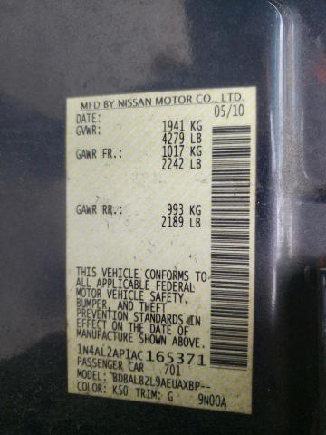 Photo 10 from auction – 2010 NISSAN ALTIMA BAS with VIN 1N4AL2AP1AC165371