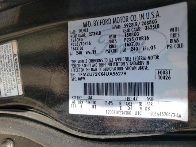 Photo 10 from auction – 2004 FORD EXPLORER X with VIN 1FMZU72KX4UA56279