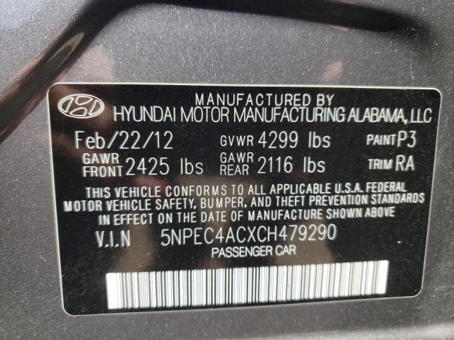 Photo 10 from auction – 2012 HYUNDAI SONATA SE with VIN 5NPEC4ACXCH479290
