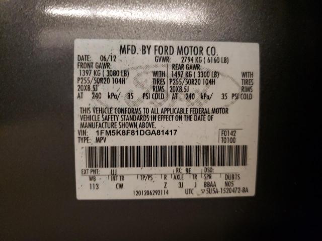 Photo 10 from auction – 2013 FORD EXPLORER L with VIN 1FM5K8F81DGA81417