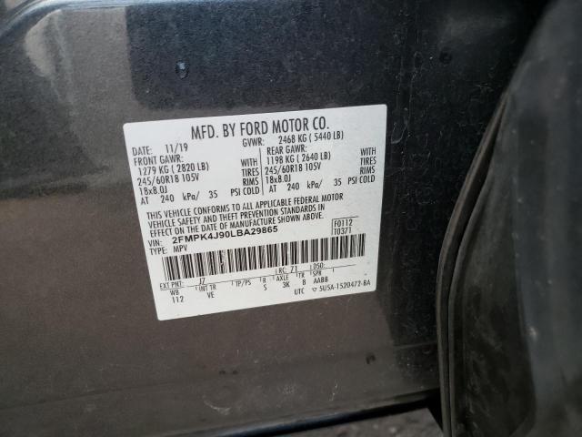 Photo 10 from auction – 2020 FORD EDGE SEL with VIN 2FMPK4J90LBA29865