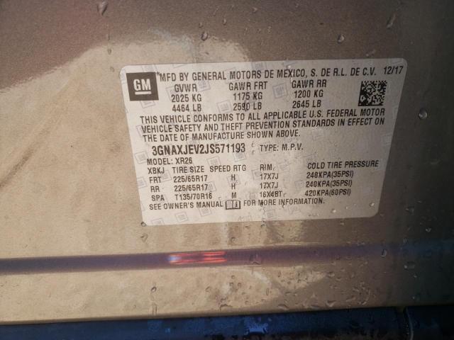 Photo 10 from auction – 2018 CHEVROLET EQUINOX LT with VIN 3GNAXJEV2JS571193