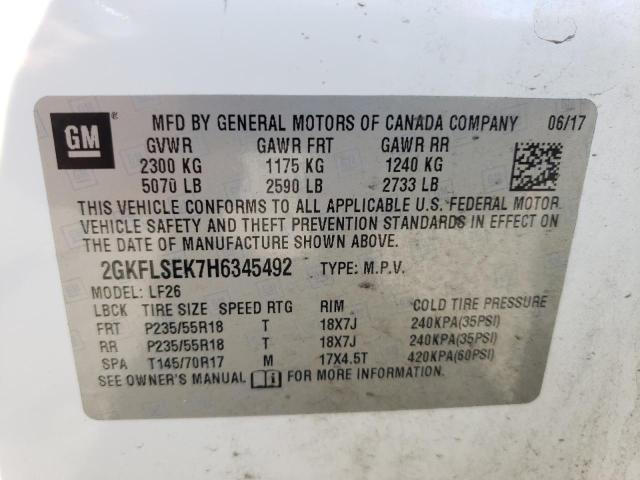Photo 10 from auction – 2017 GMC TERRAIN SL with VIN 2GKFLSEK7H6345492