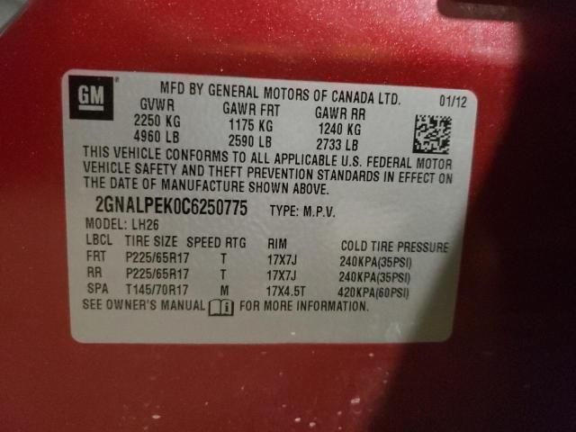 Photo 10 from auction – 2012 CHEVROLET EQUINOX LT with VIN 2GNALPEK0C6250775