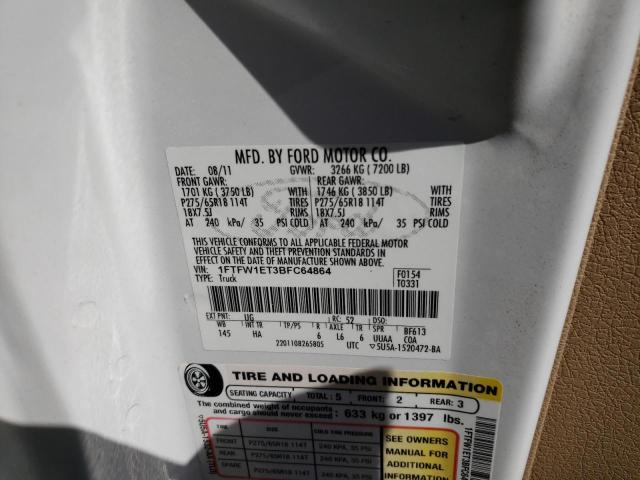 Photo 10 from auction – 2011 FORD F150 SUPER with VIN 1FTFW1ET3BFC64864