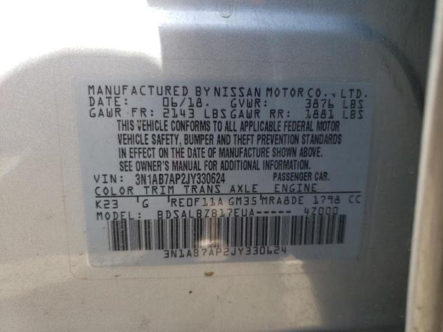 Photo 10 from auction – 2018 NISSAN SENTRA S with VIN 3N1AB7AP2JY330624